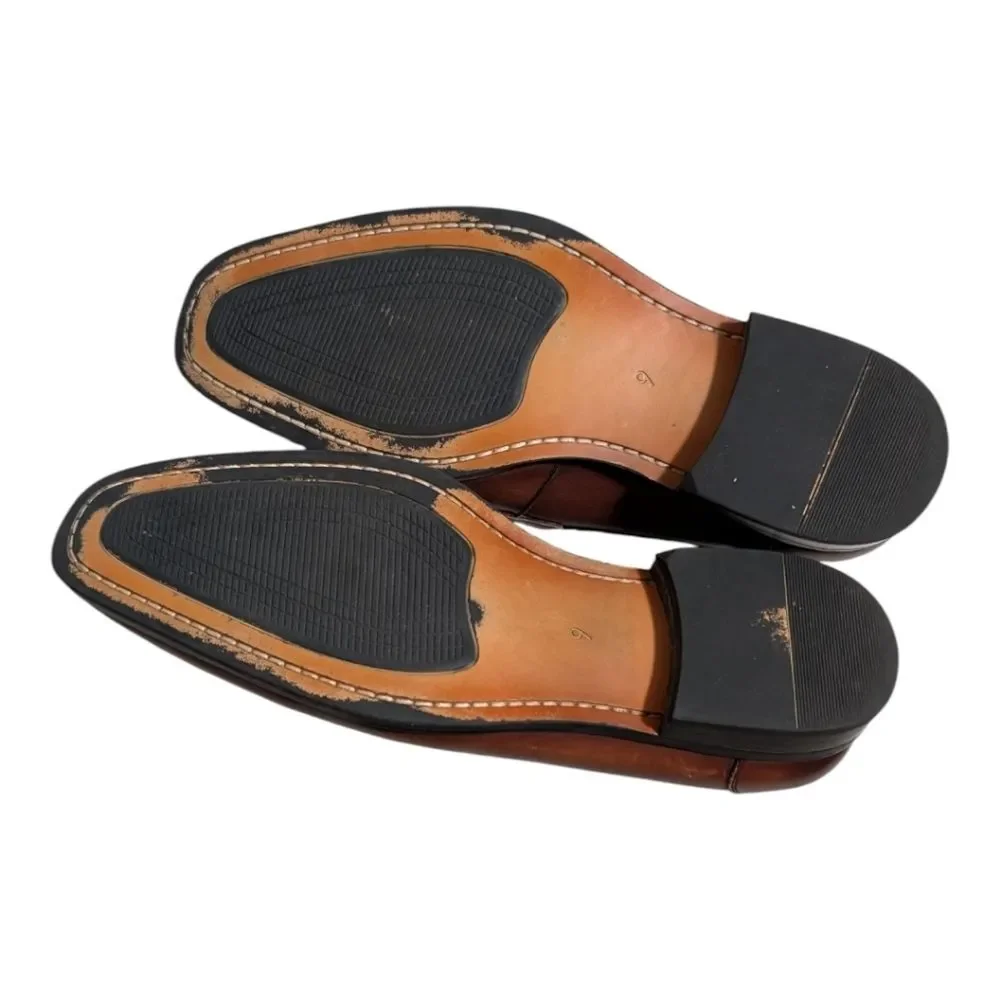 Gifennse Slip-On leather Penny Loafers brown size 9 handmade classic formal